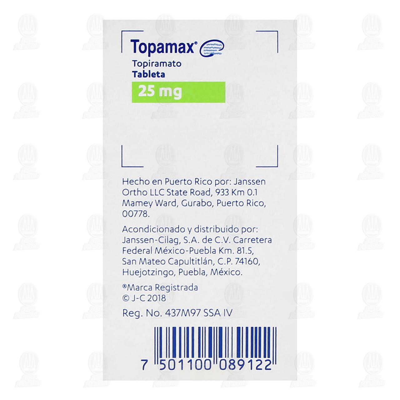 Topamax 25 mg, 20 Tabletas. image number 2