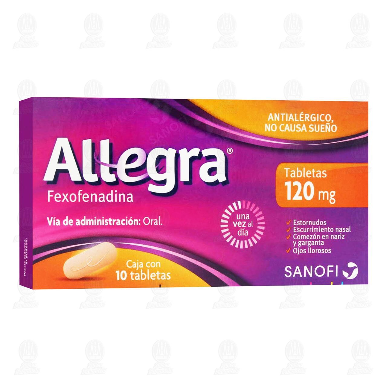 Allegra Tratamiento para la Alergia Antihistam&iacute;nico 120 mg, 10 Tabletas. image number 0