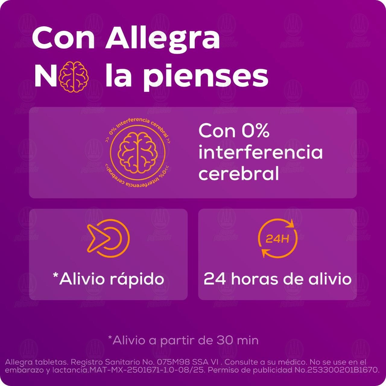 Allegra Tratamiento para la Alergia Antihistam&iacute;nico 120 mg, 10 Tabletas. image number 2