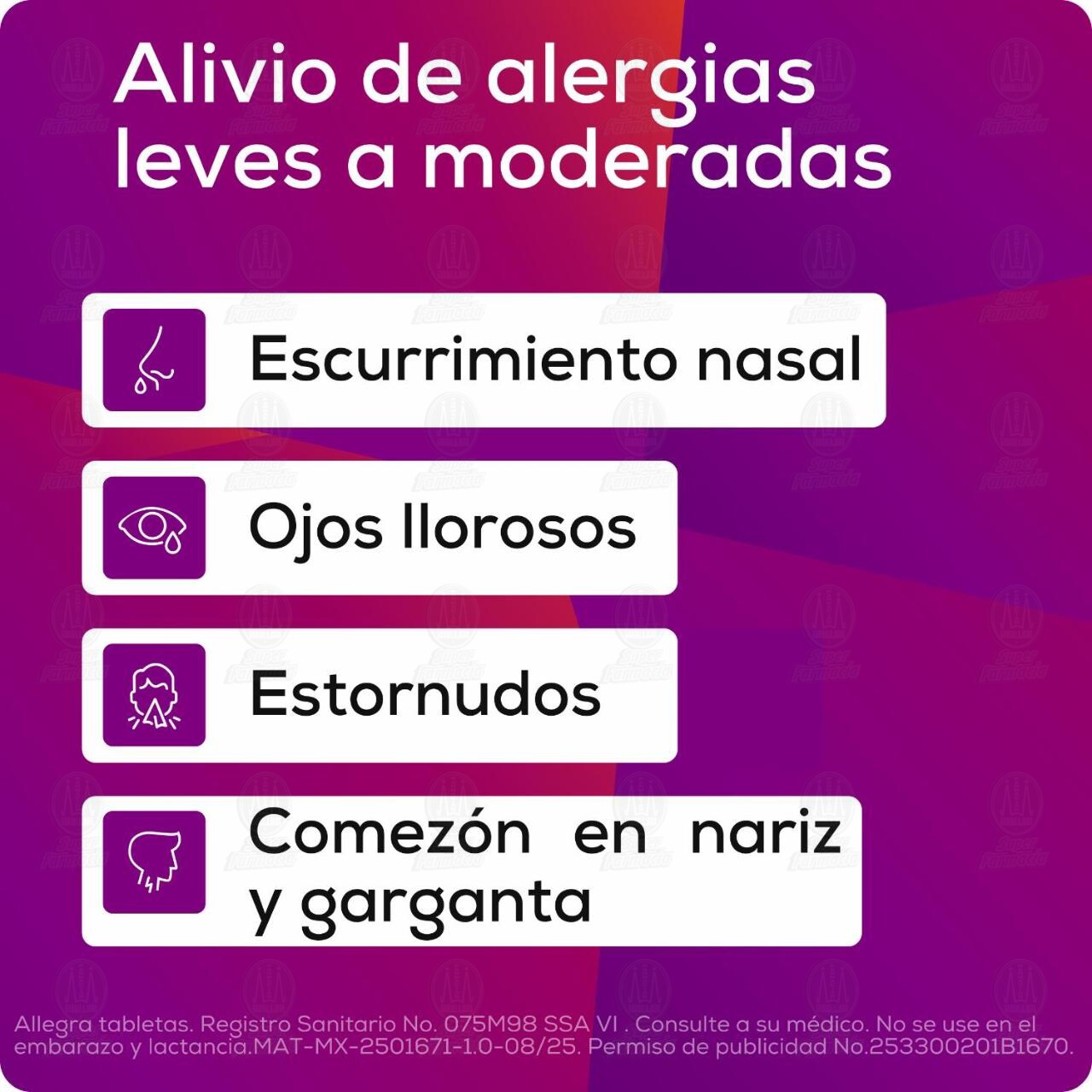 Allegra Tratamiento para la Alergia Antihistam&iacute;nico 120 mg, 10 Tabletas. image number 3