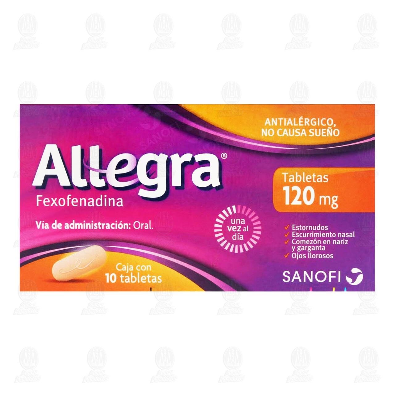 Allegra Tratamiento para la Alergia Antihistam&iacute;nico 120 mg, 10 Tabletas. image number 1