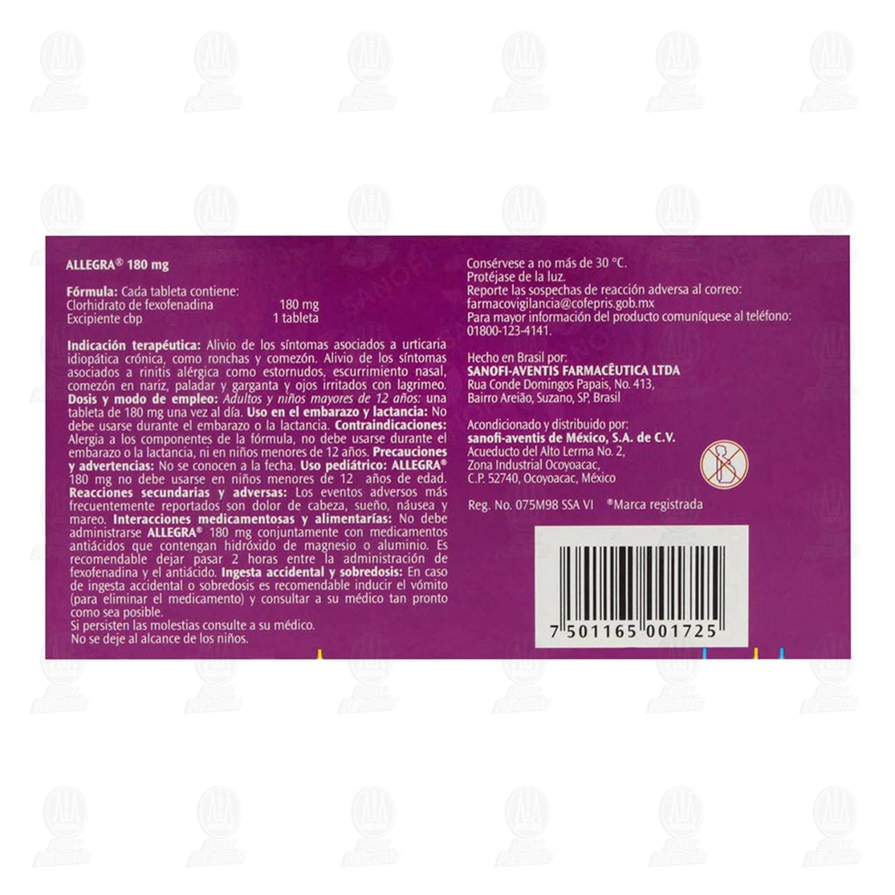 Allegra Tratamiento para las Alergias Severas y Urticaria, 10 Tabletas. image number 2