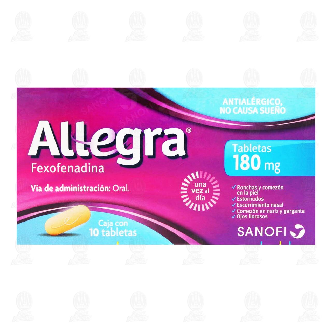 Allegra Tratamiento para la Alergia y Urticaria Antihistam&iacute;nico 180 mg, 10 Tabletas. image number 1