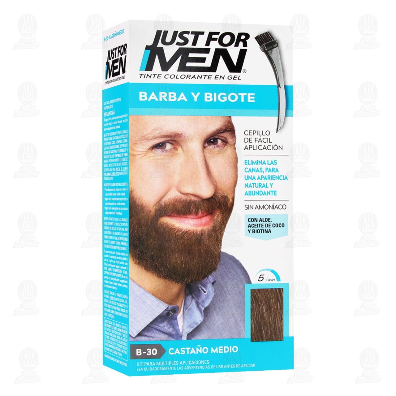 Tinte en Gel Just For Men Apariencia Natural y Abundante sin Canas Castaño Medio (B-30), 1 pz. image number 0