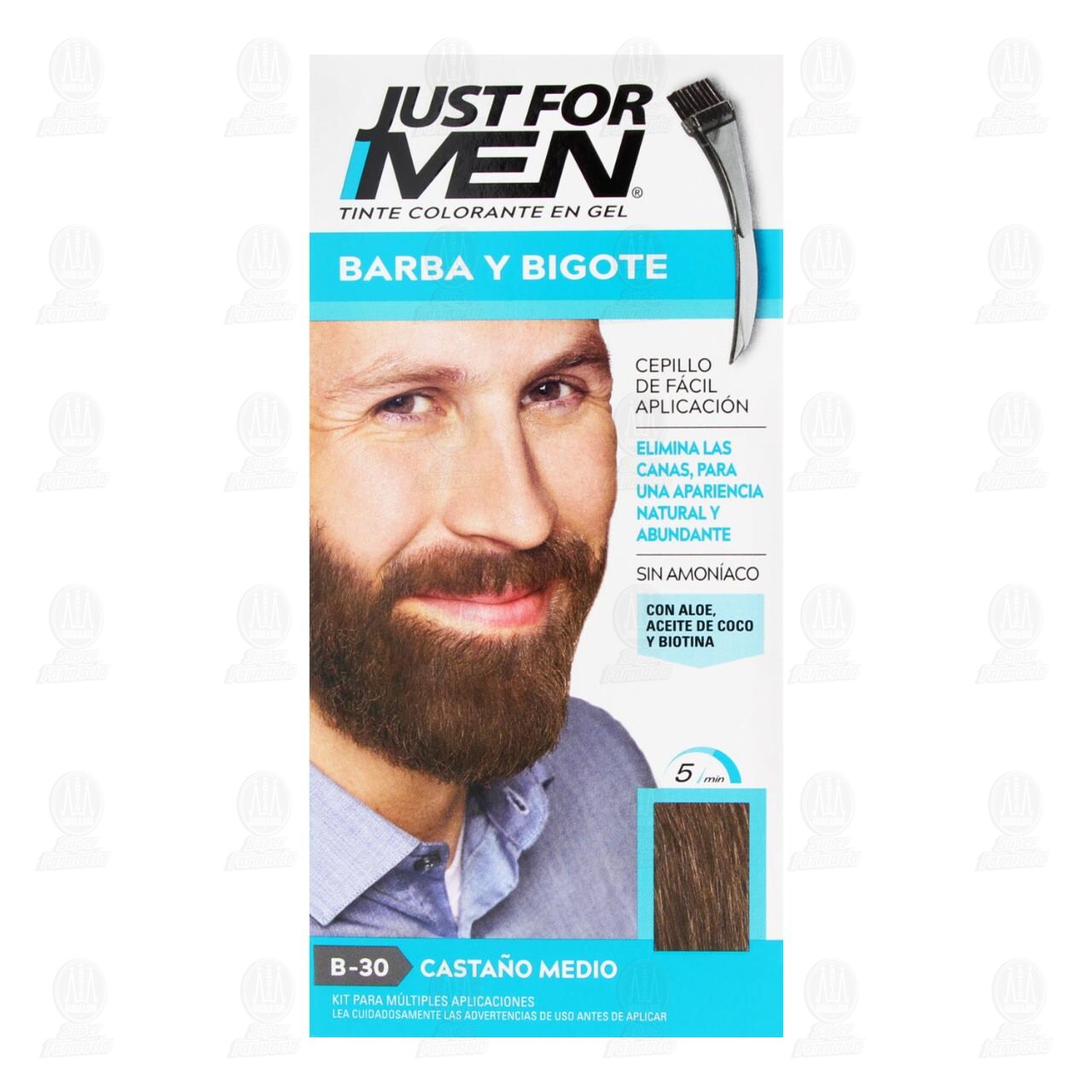Tinte en Gel Just For Men Apariencia Natural y Abundante sin Canas Castaño Medio (B-30), 1 pz. image number 1