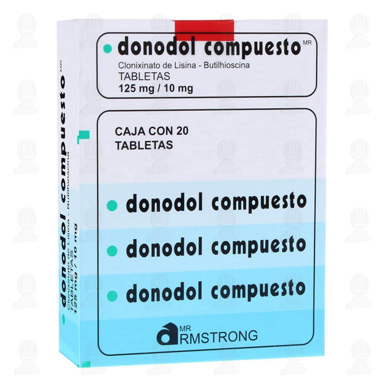 Donodol Compuesto 125mg/10mg, 20 Tabletas. image number 0