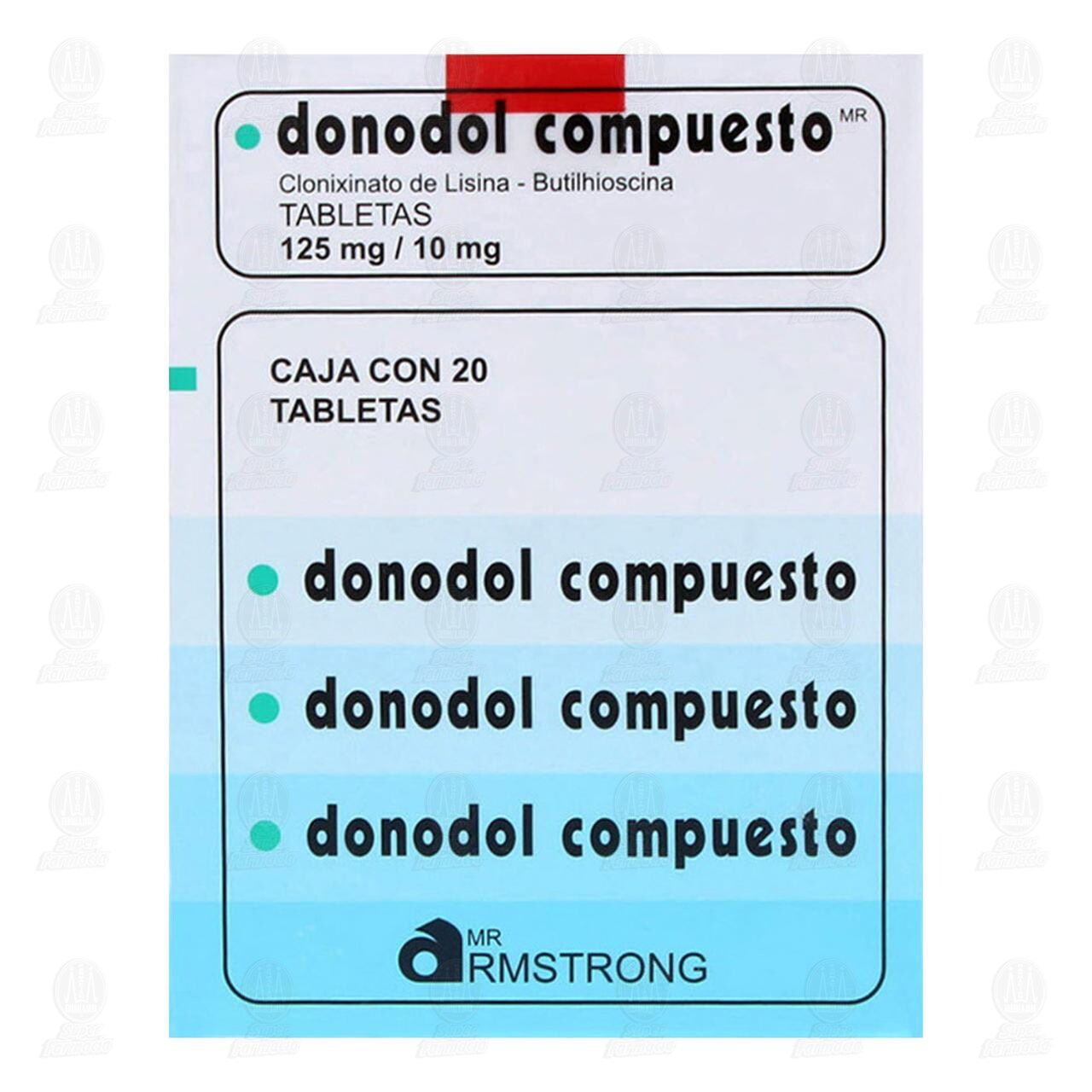 Donodol Compuesto 125mg/10mg, 20 Tabletas. image number 1