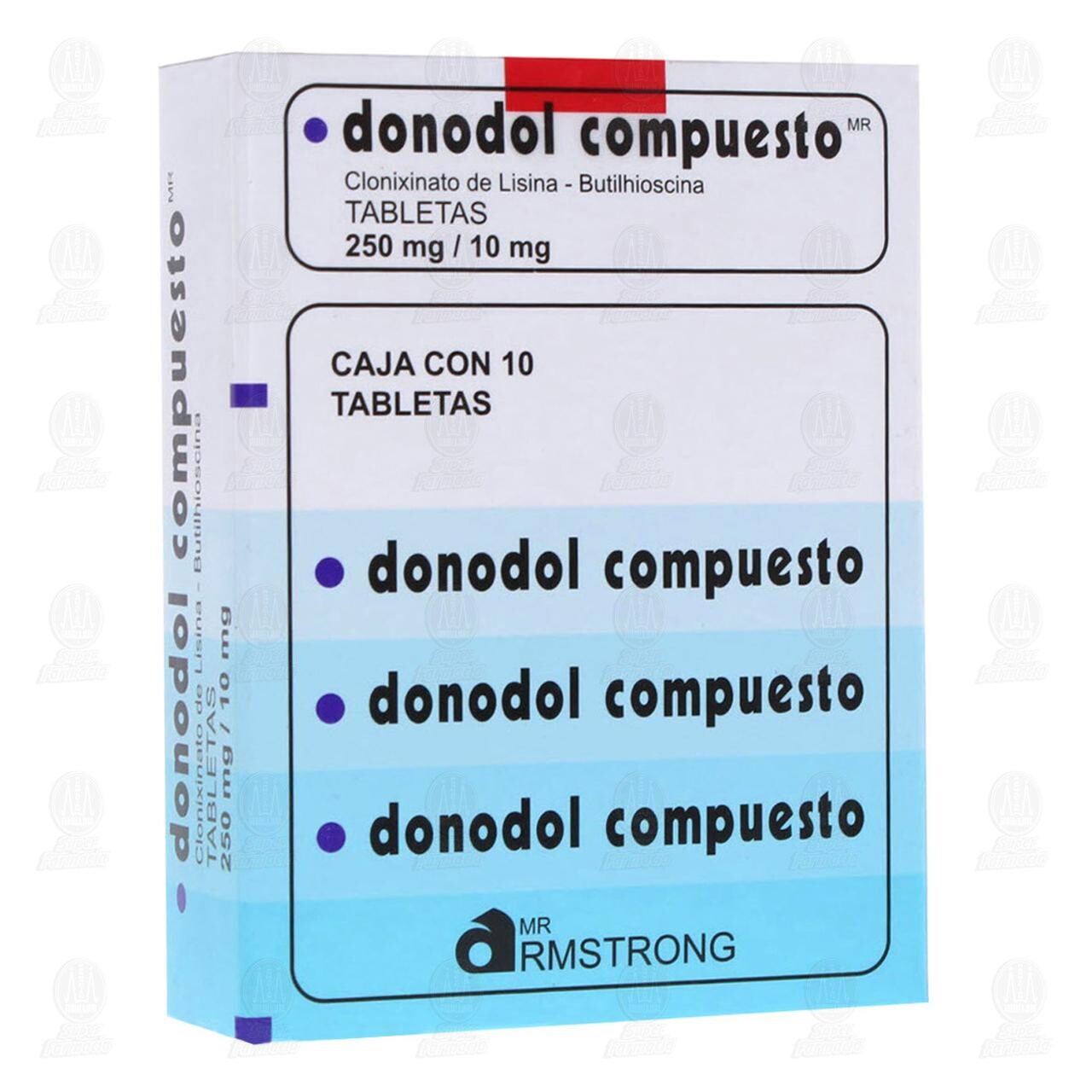 Donodol Compuesto 250mg/10mg, 10 Tabletas. image number 0