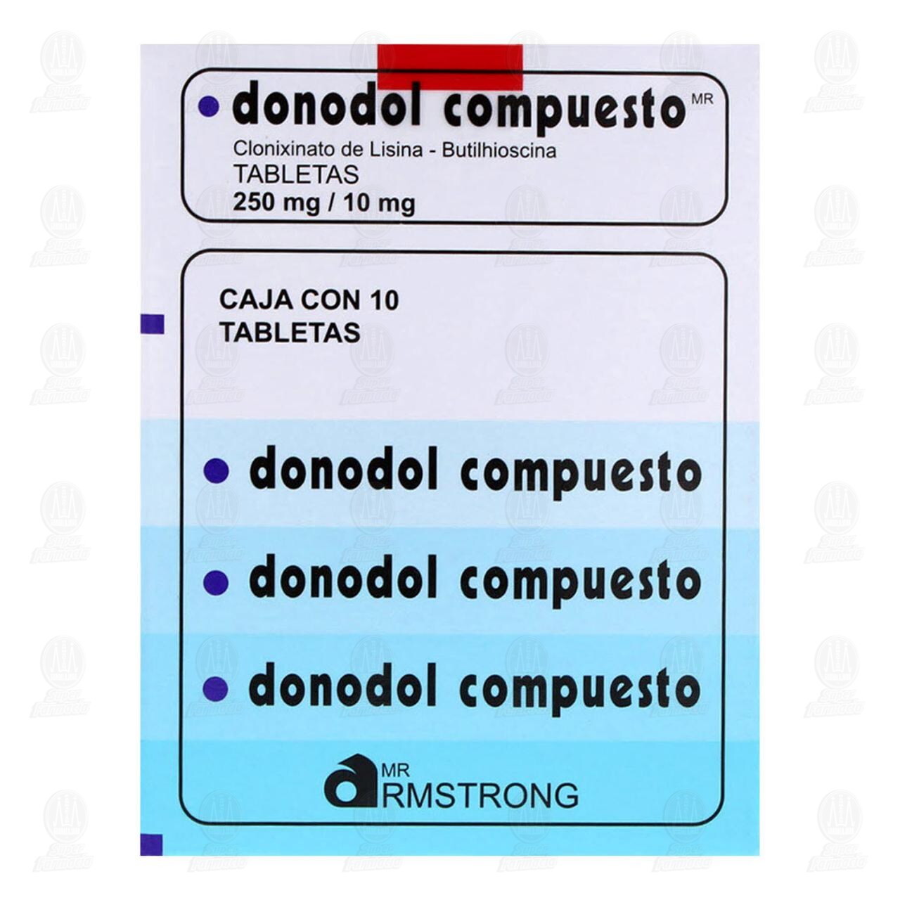 Donodol Compuesto 250mg/10mg, 10 Tabletas. image number 1