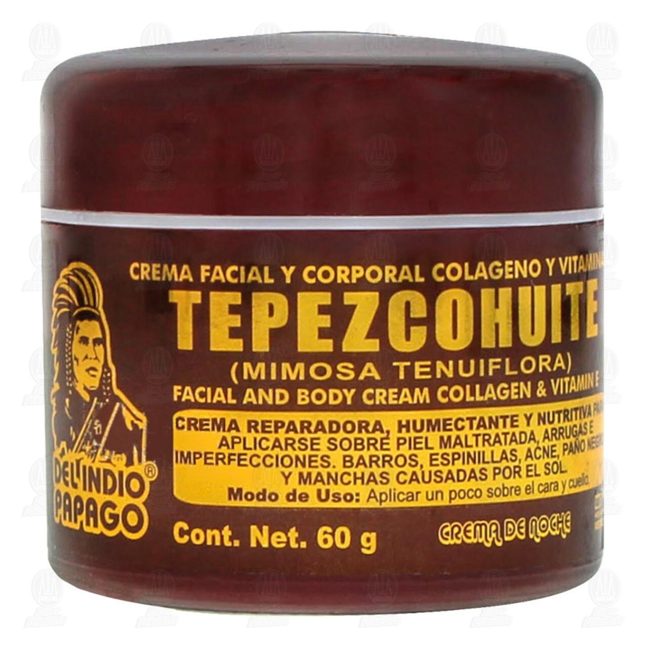 Crema Corporal del Indio Papago de Tepezcohuite para la Noche, 60 gr. image number 0