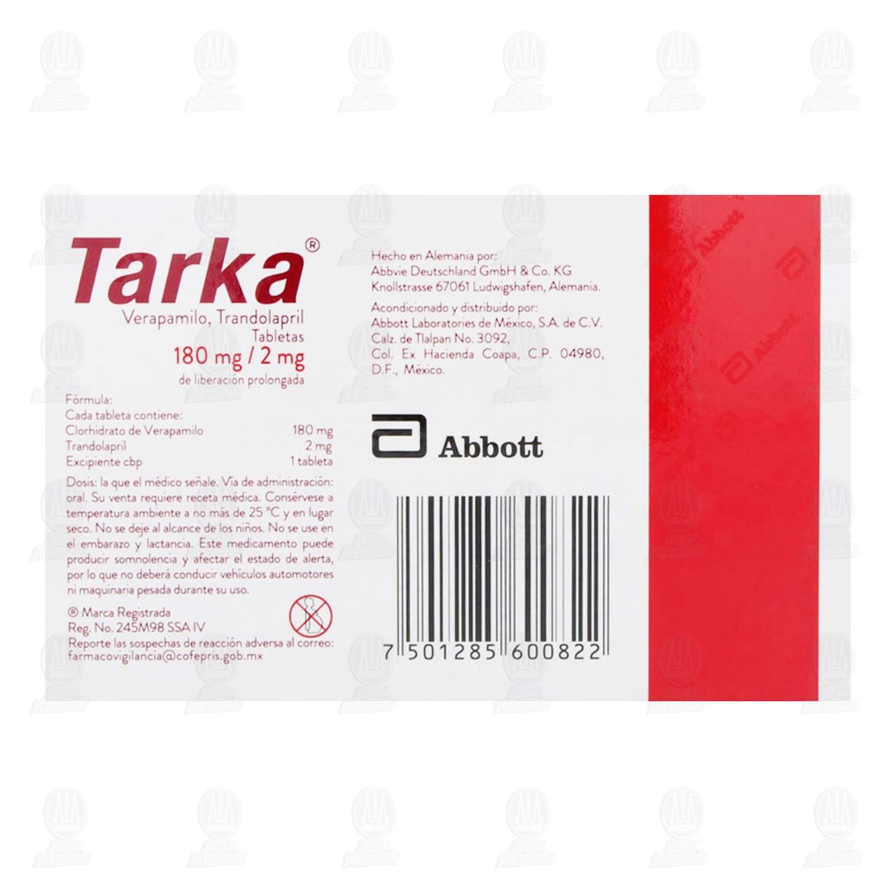 Tarka 180mg/2mg, 15 Tabletas. image number 2