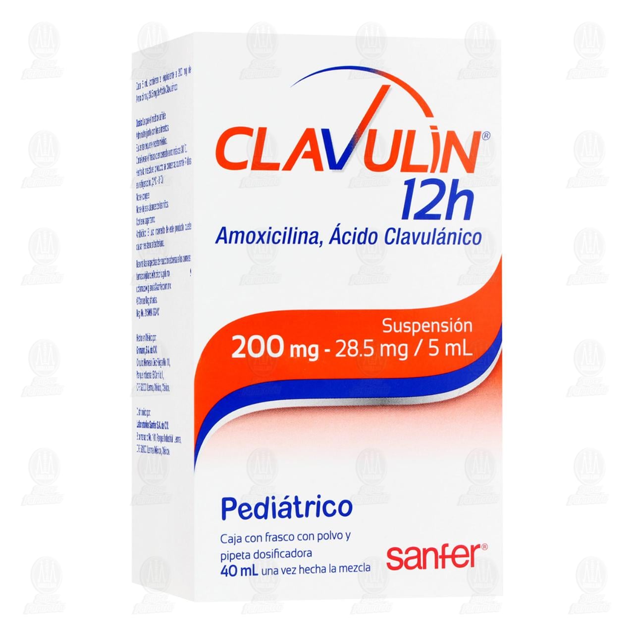 Clavulin 12h 200mg/28.5mg/5ml Suspensi&oacute;n Pedi&aacute;trico, 40 ml. image number 0