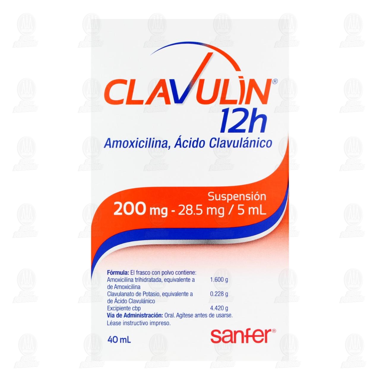 Clavulin 12h 200mg/28.5mg/5ml Suspensi&oacute;n Pedi&aacute;trico, 40 ml. image number 2