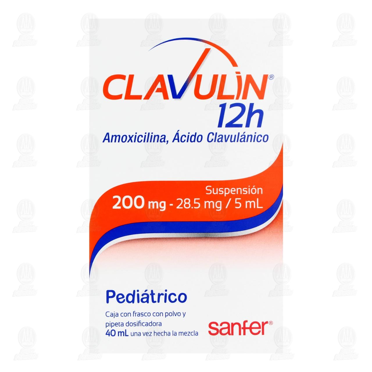Clavulin 12h 200mg/28.5mg/5ml Suspensi&oacute;n Pedi&aacute;trico, 40 ml. image number 1