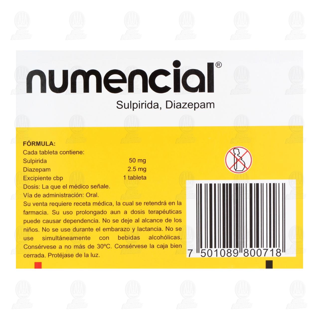 Numencial 50mg/2.5mg, 30 Tabletas. image number 2