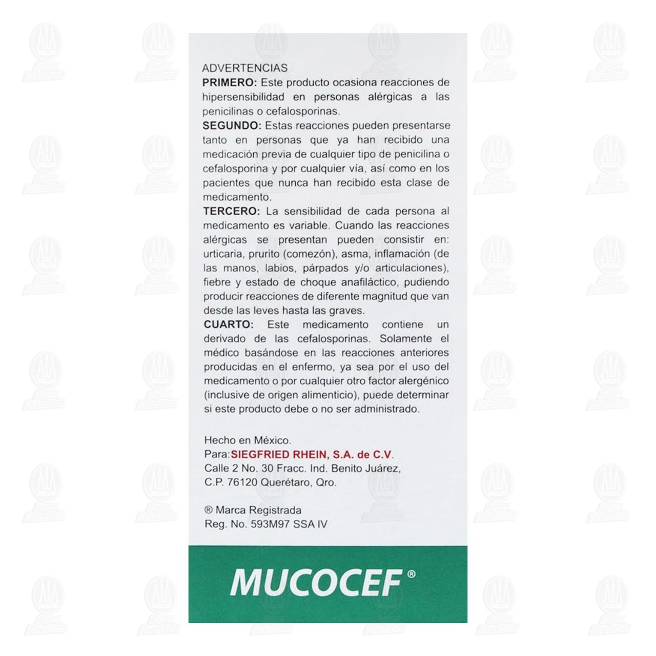 Mucocef 250mg/4.39mg/5ml, 100 ml Suspensi&oacute;n. image number 3