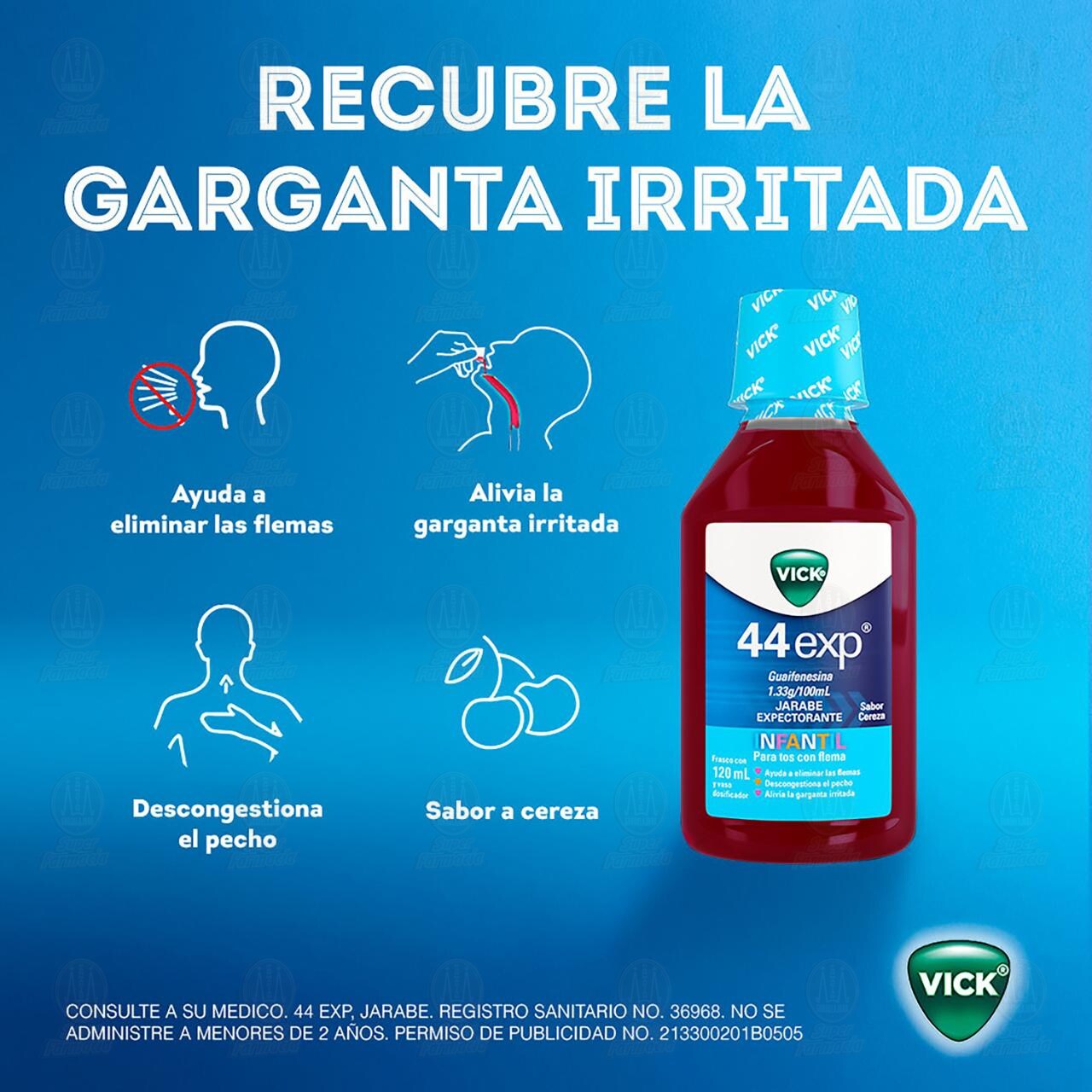 Vick 44 Jarabe Exp Infantil Sabor Cereza, 120 ml. image number 2