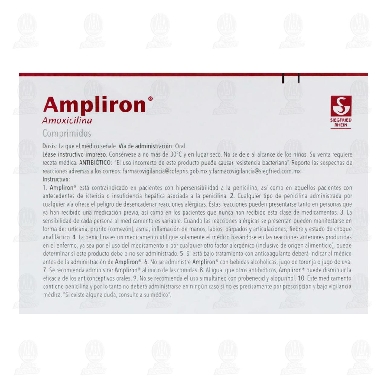 Ampliron 750 mg, 12 Comprimidos. image number 2