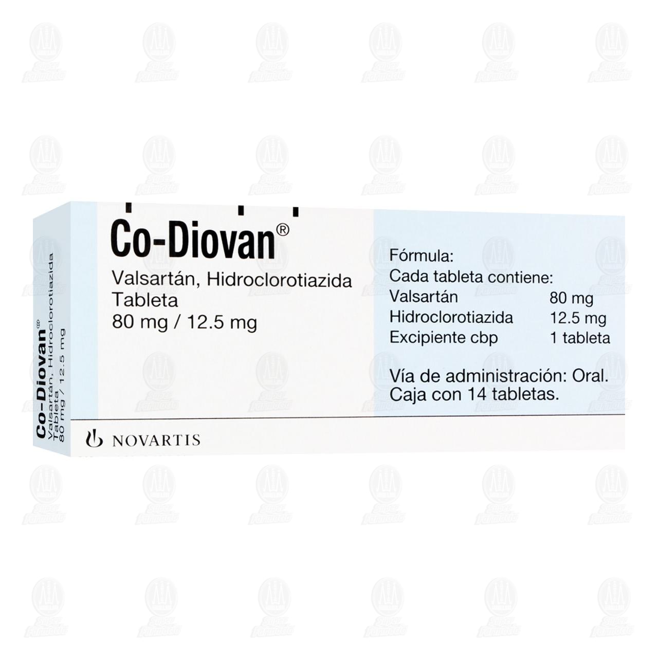 Imagen para Co-Diovan 80mg/12.5mg, 14 Tabletas.