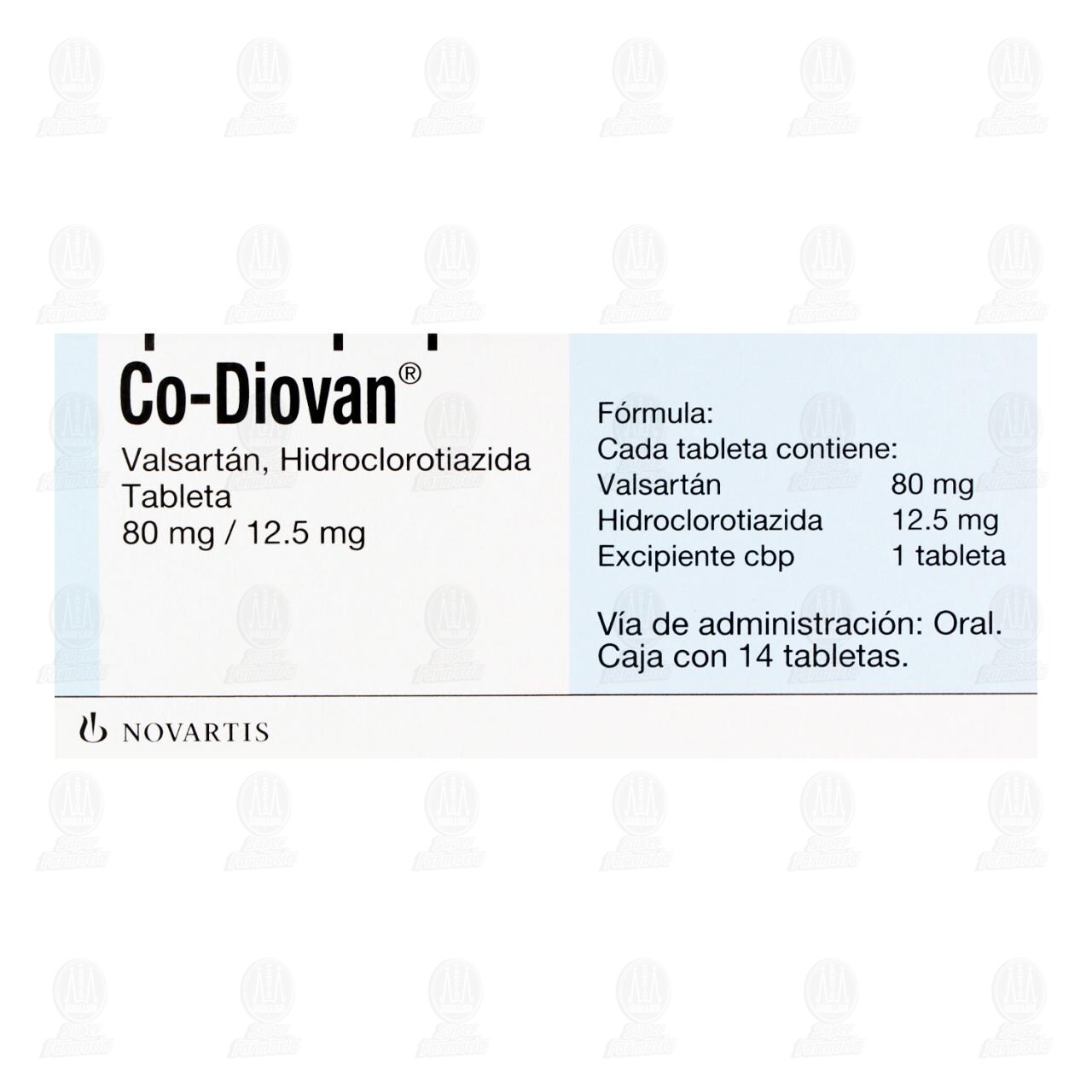 Co-Diovan 80mg/12.5mg, 14 Tabletas. image number 1