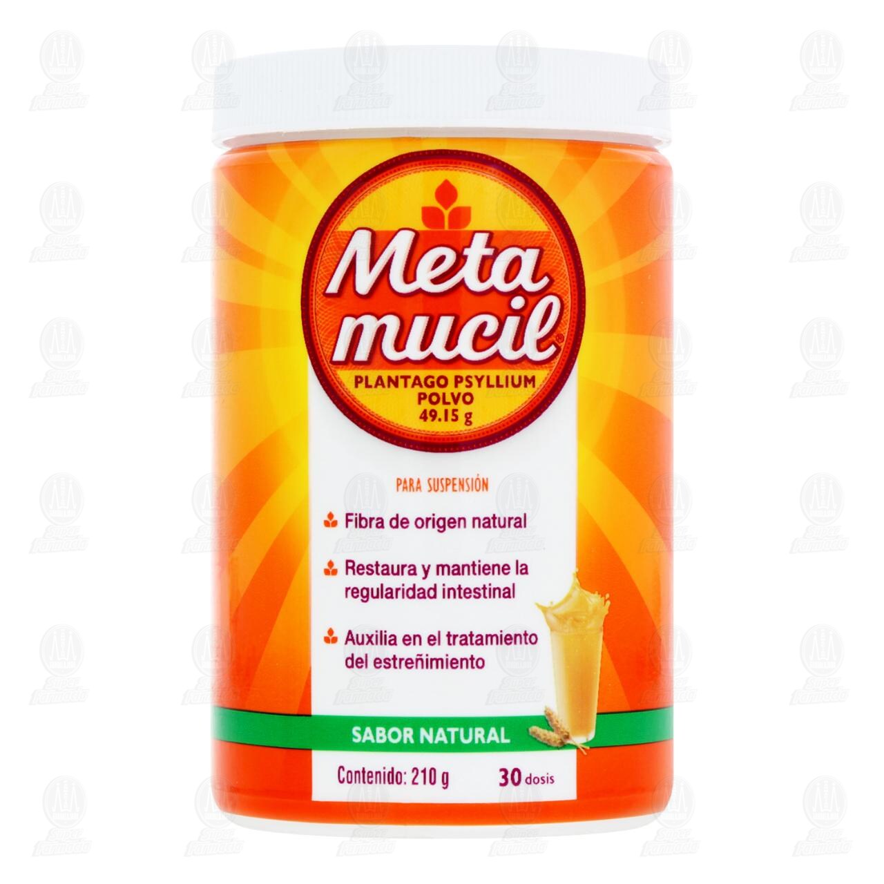 Metamucil Fibra Natural Sabor Natural 210 gr, 30 Dosis. image number 1
