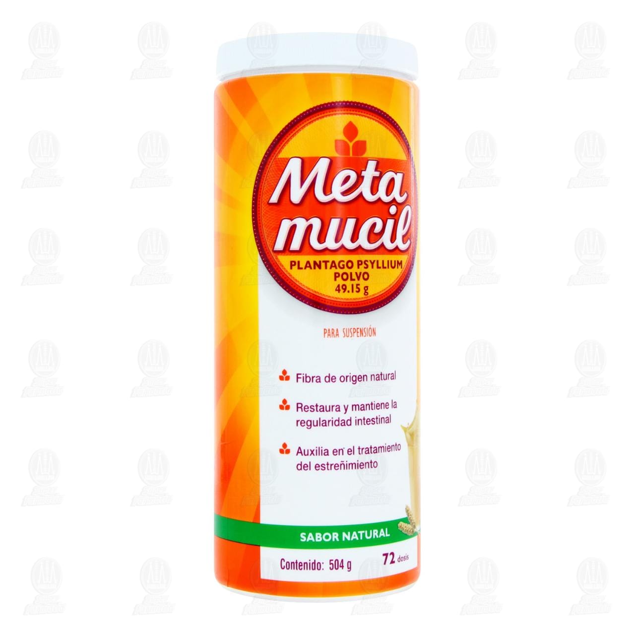 Metamucil Fibra Natural Sabor Natural 504 gr, 72 Dosis.