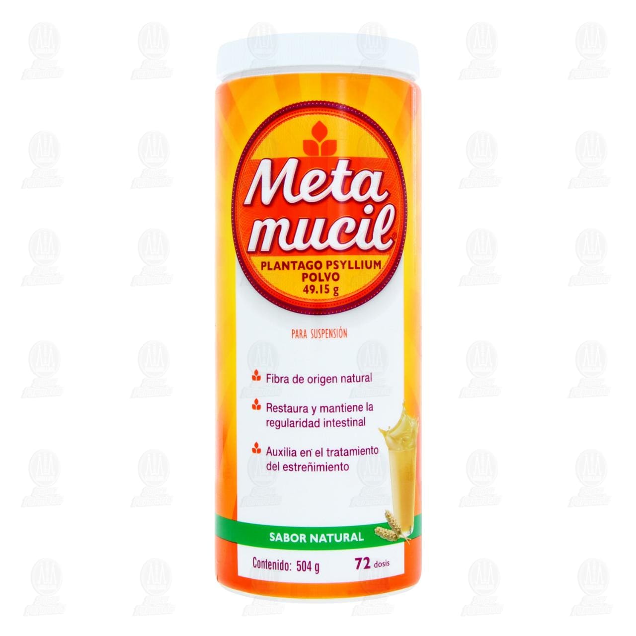 Metamucil Fibra Natural Sabor Natural 504 gr, 72 Dosis. image number 1