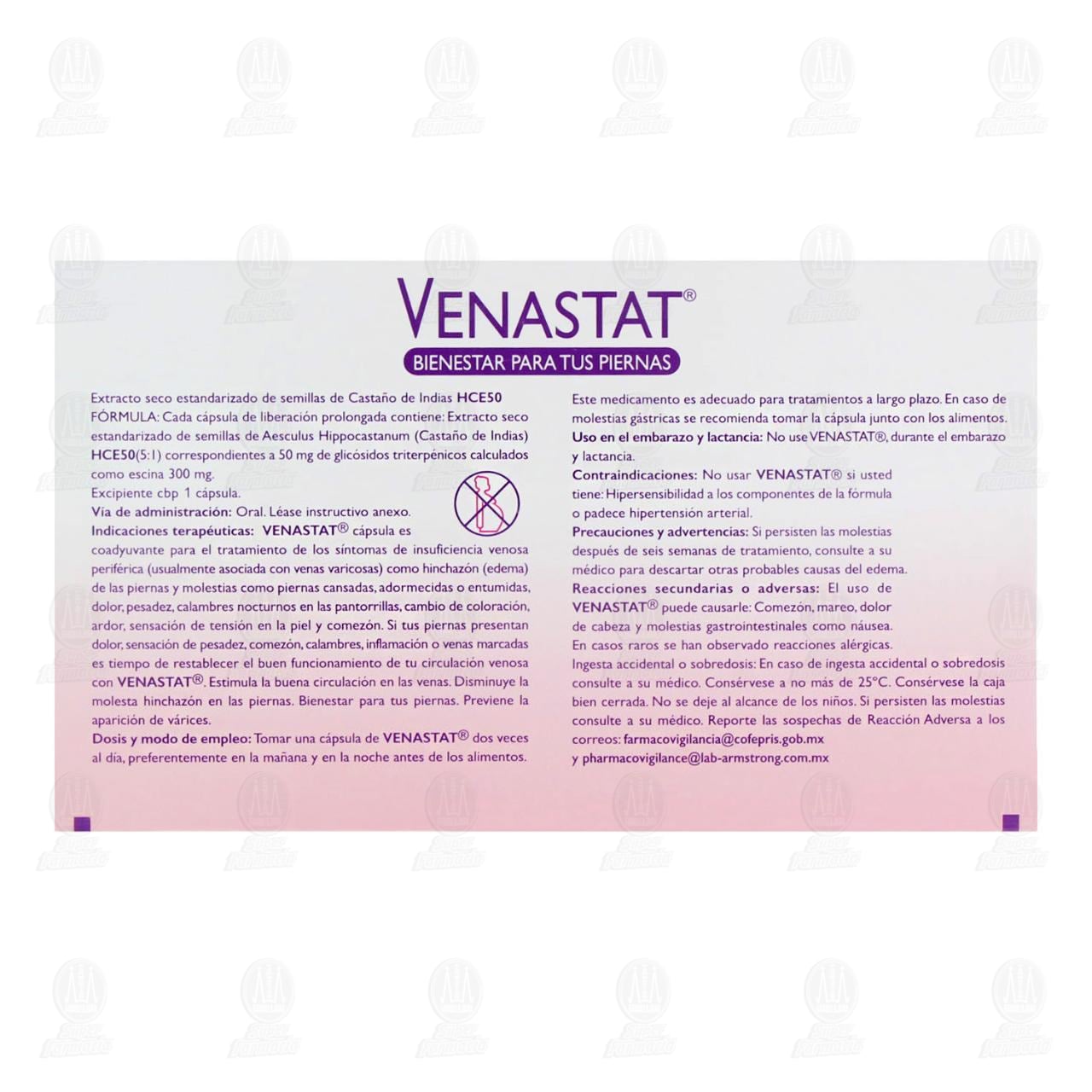 Venastat 50 mg, 30 C&aacute;psulas Liberaci&oacute;n Prolongada. image number 2