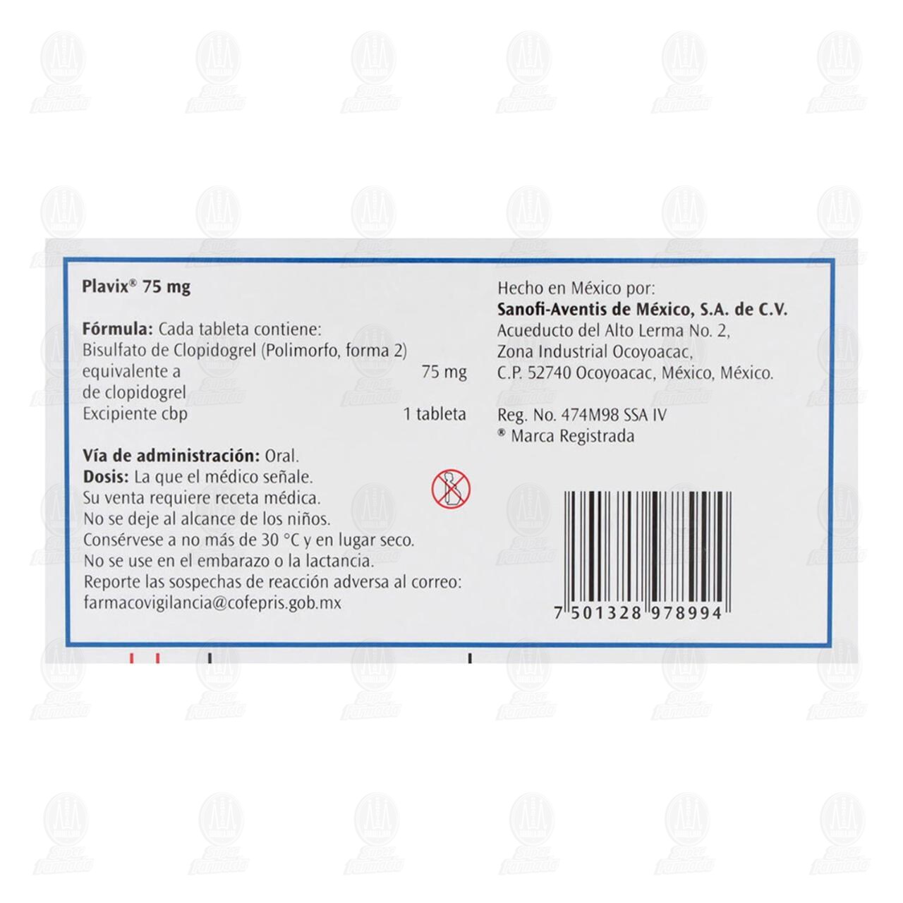 Plavix 75 mg, 14 Tabletas. image number 2