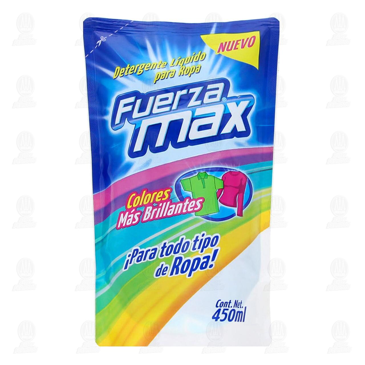 Detergente Líquido Fuerza Max Colores Brillantes, 450 ml.