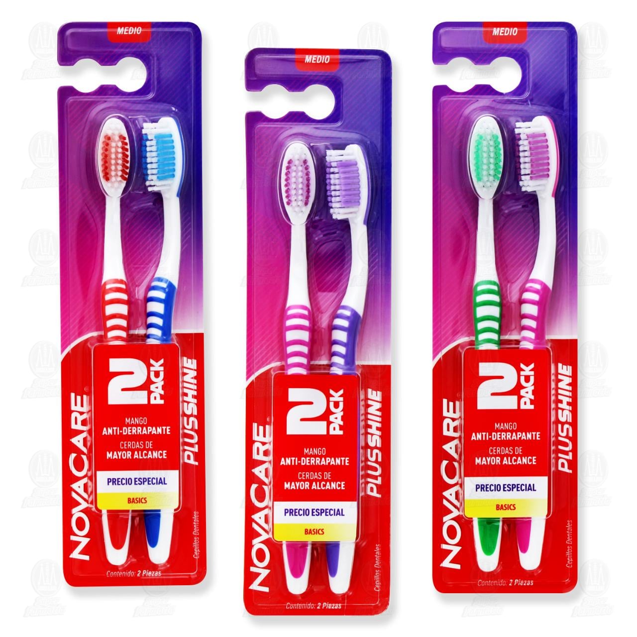 Cepillo Dental Novacare Basics Medio Varios Colores, 2 pzas. image number 2