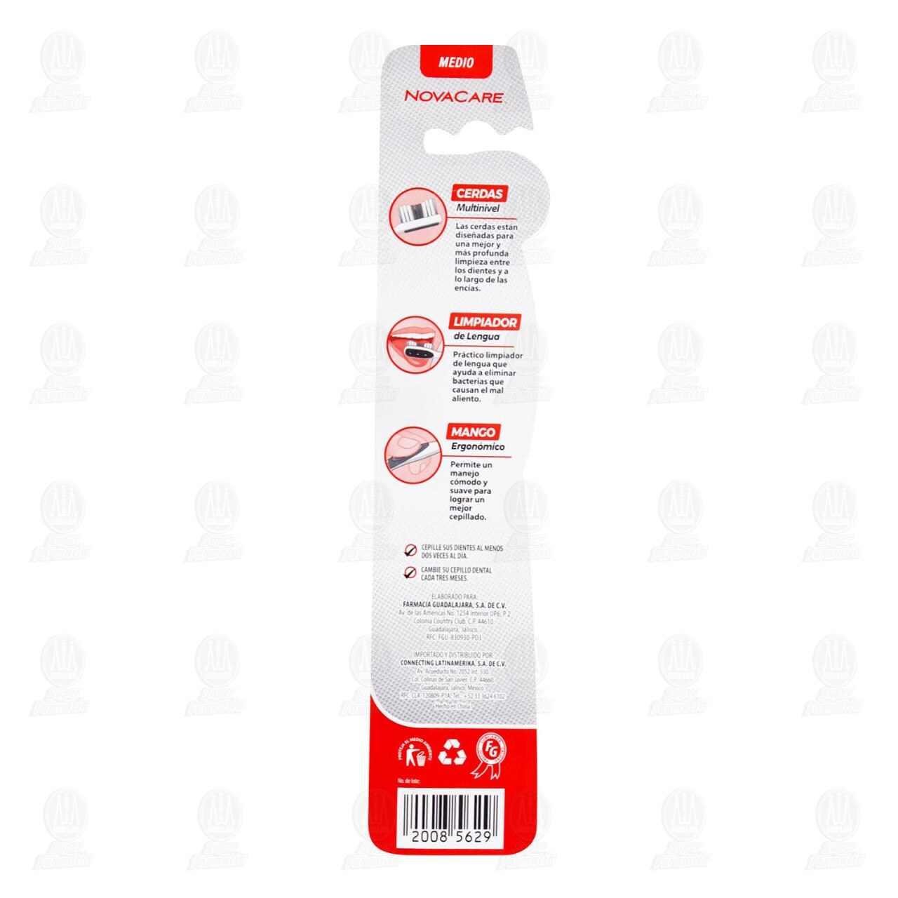 Cepillo Dental NovaCare Clean Fresh Medio Varios Colores, 1 pz. image number 1