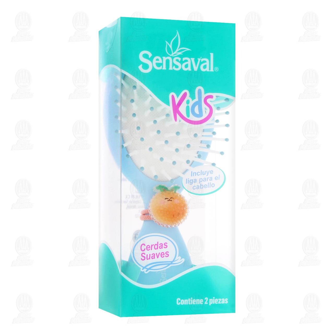 Set Cepillo para Cabello Sensaval Kids Cerdas Suaves + Liga para el Cabello, 2 pzas.