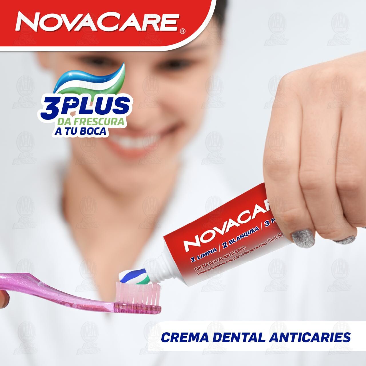 Crema Dental Novacare 3 Plus Anticaries, 75 ml. image number 2