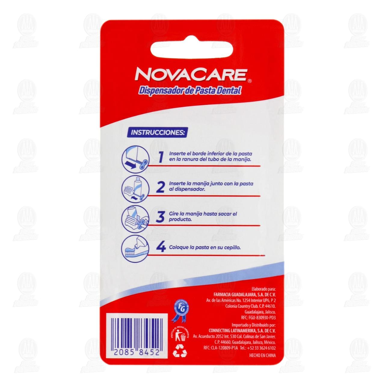 Dispensador NovaCare de Pasta Dental, 1 pz. image number 1