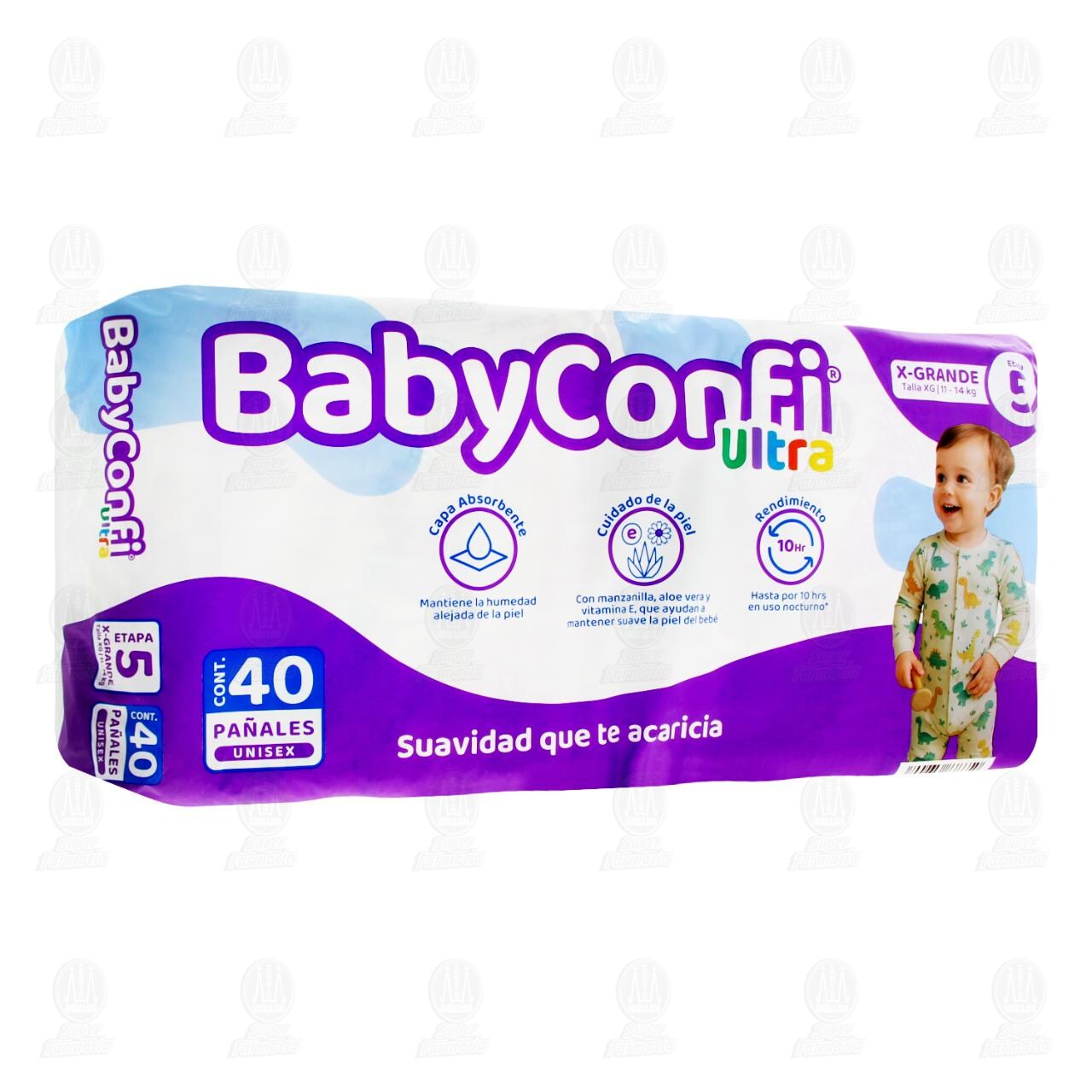 Pa&ntilde;ales para Beb&eacute; Baby Confi Ultra Unisex Talla 5 X Grande, 40 pzas.
