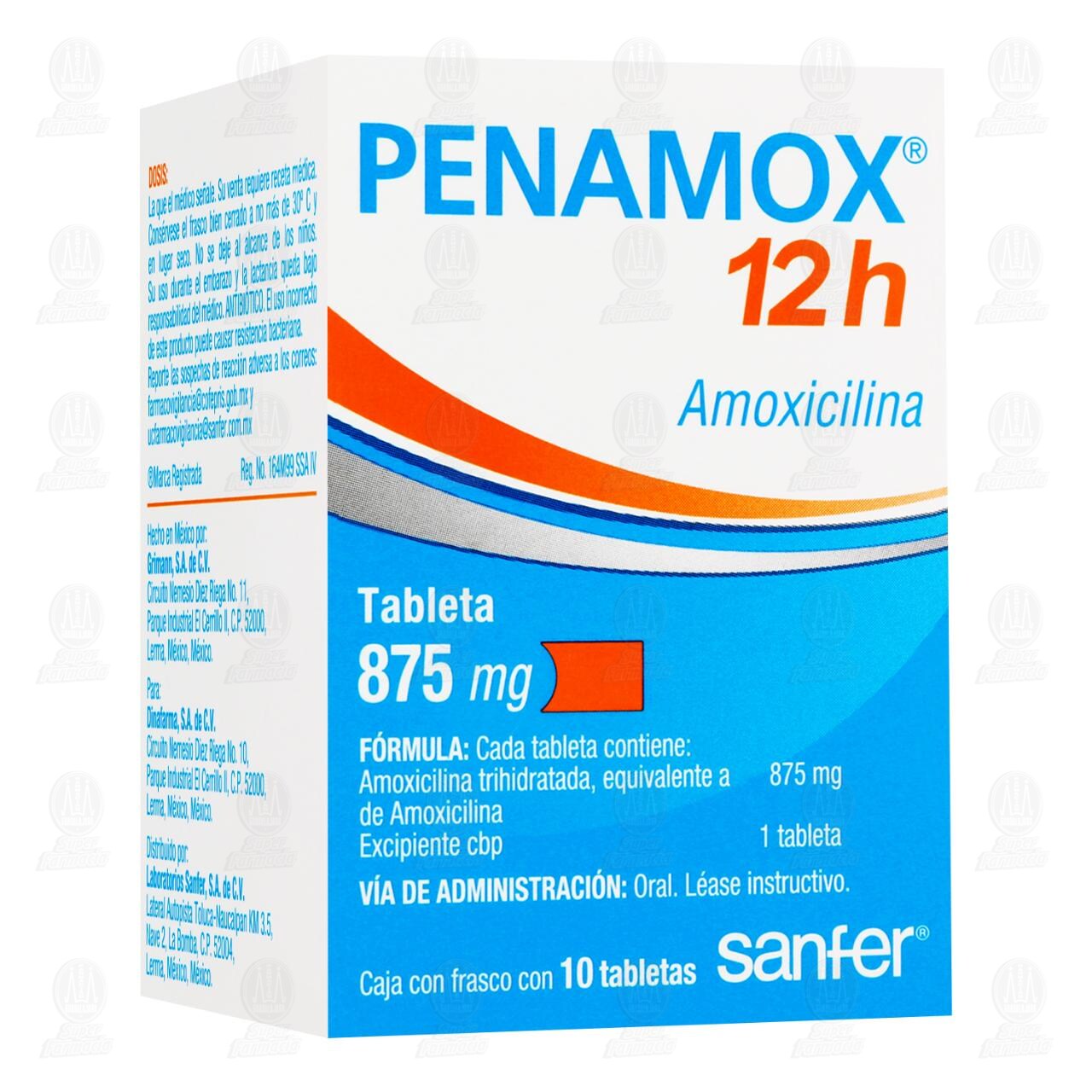 Penamox 12h 875 mg, 10 Tabletas. image number 0