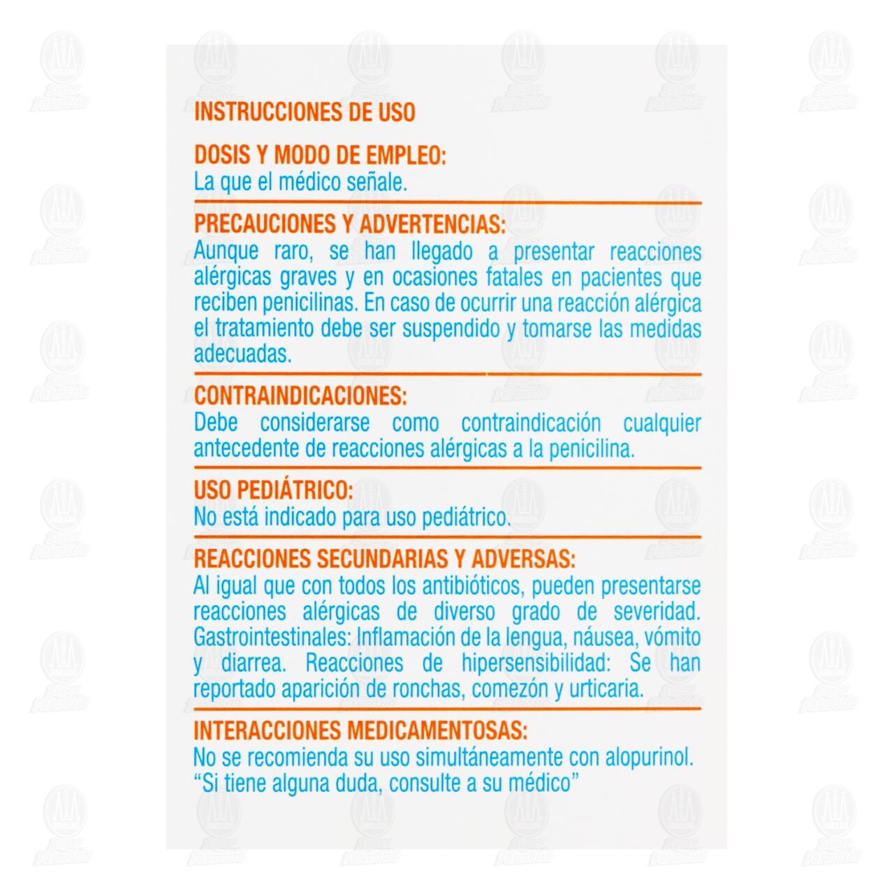 Penamox 12h 875 mg, 10 Tabletas. image number 2