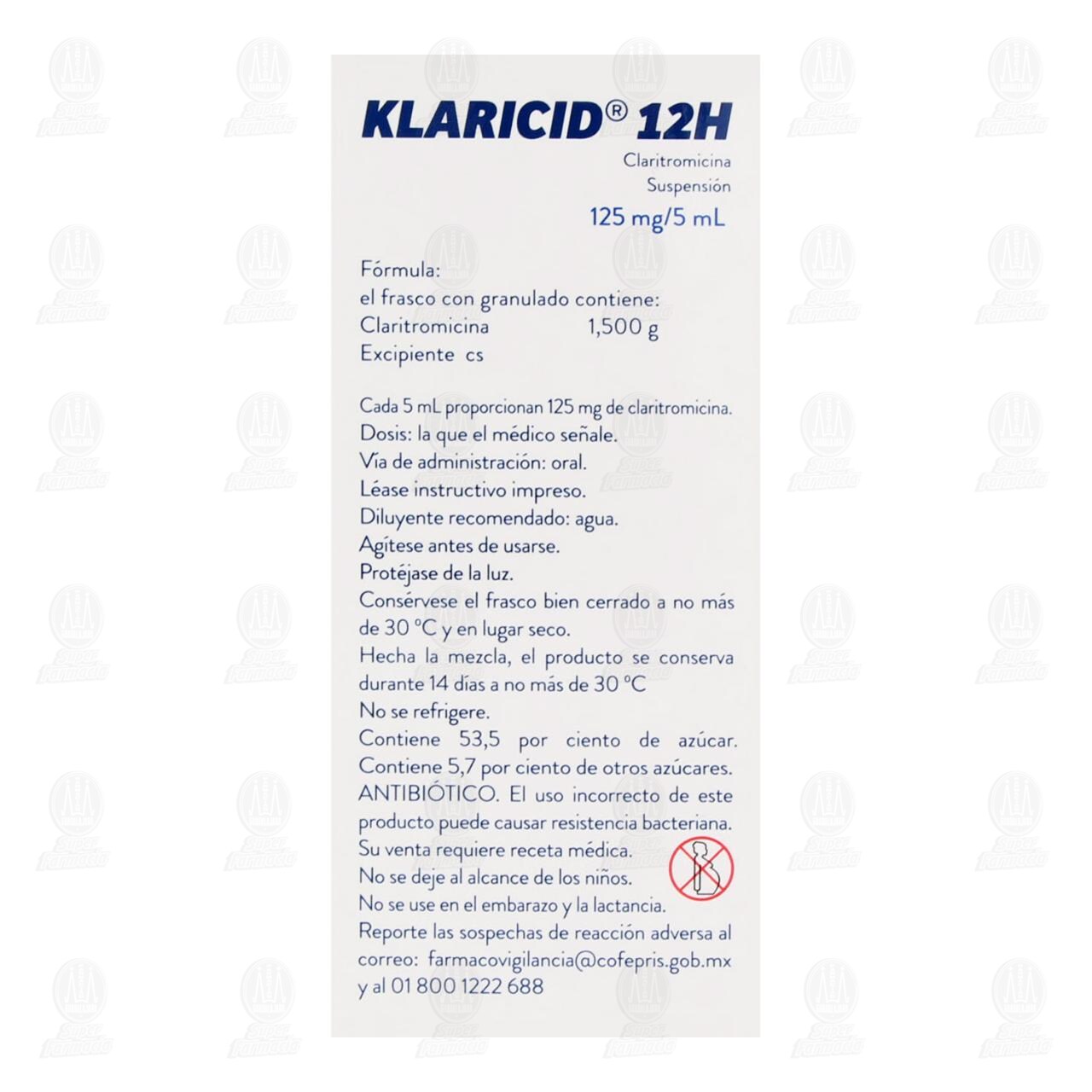 Klaricid 12H 125mg/5ml Suspensi&oacute;n, 60 ml. image number 3