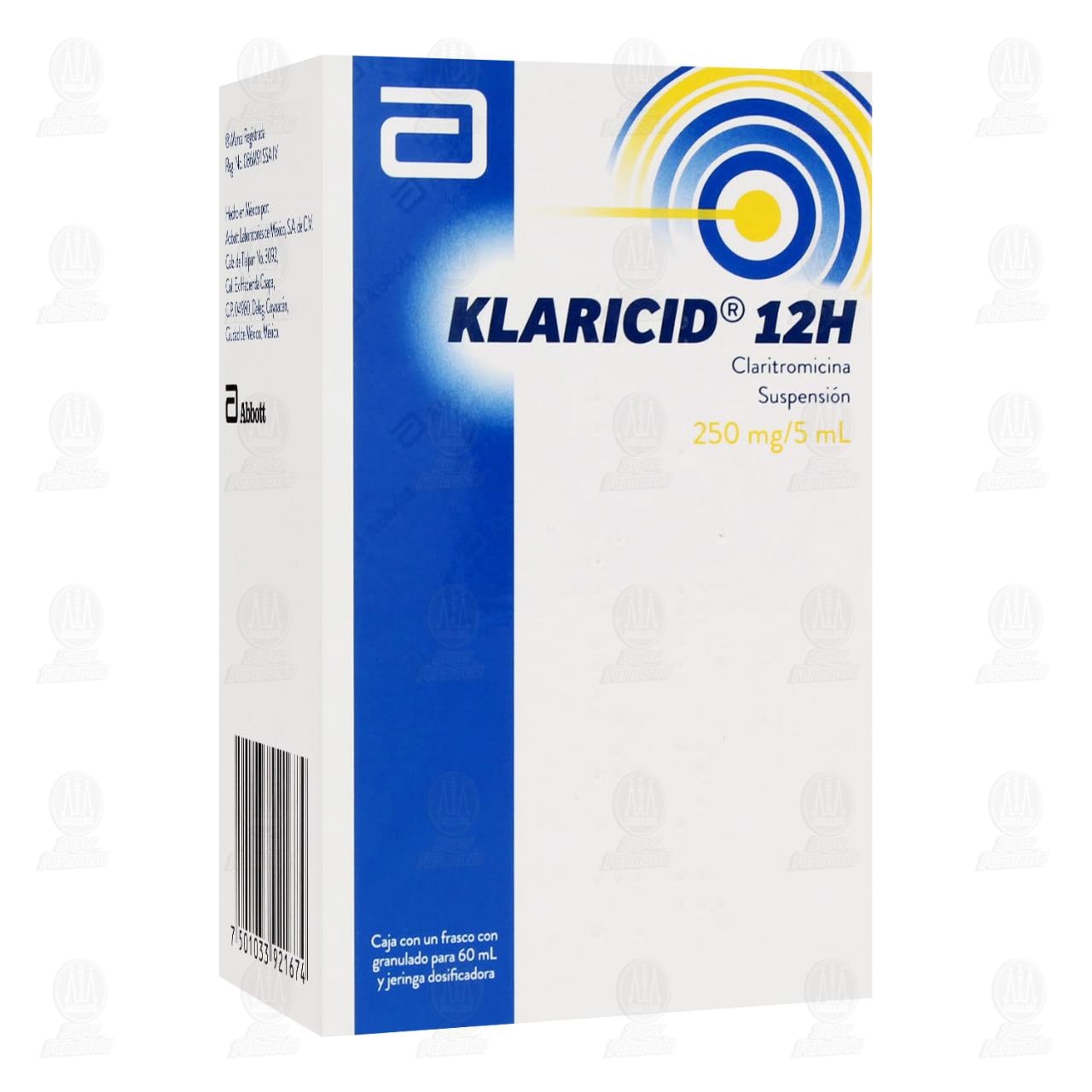 Klaricid 12H 250mg/5ml Suspensi&oacute;n, 60 ml. image number 0