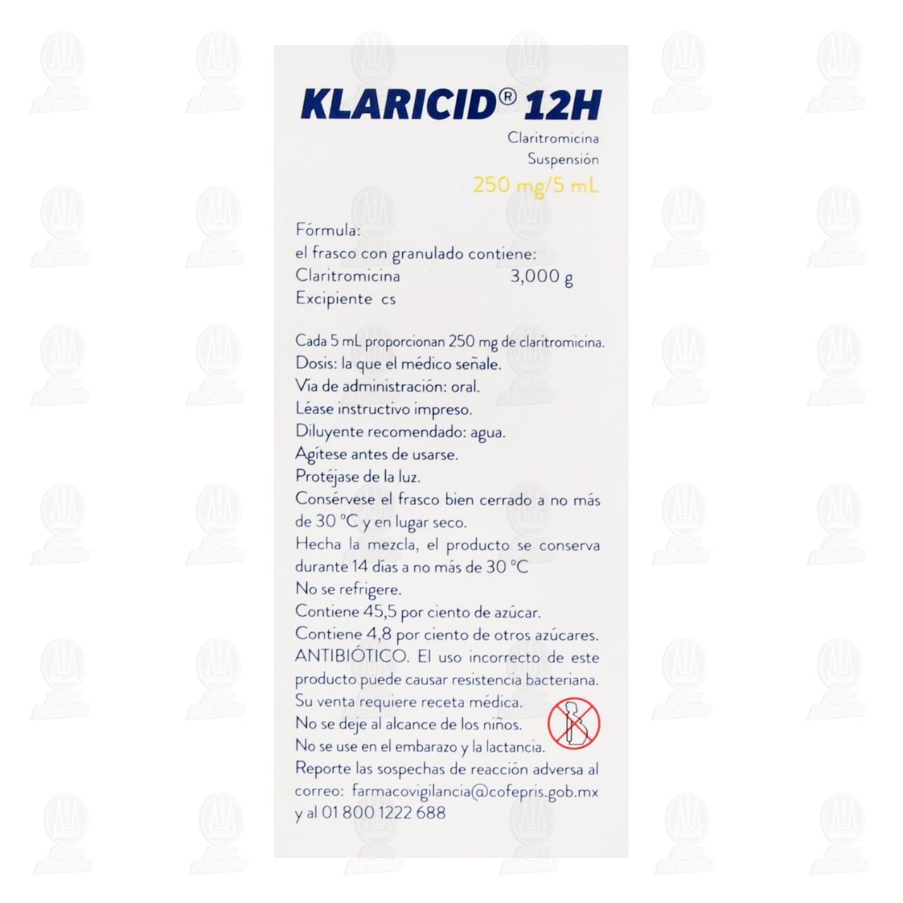 Klaricid 12H 250mg/5ml Suspensi&oacute;n, 60 ml. image number 3