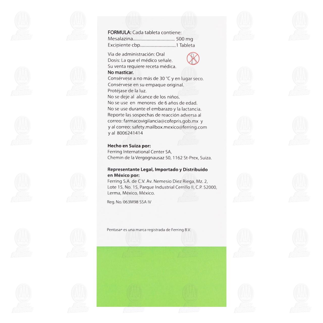 Pentasa 500 mg, 30 Tabletas. image number 2