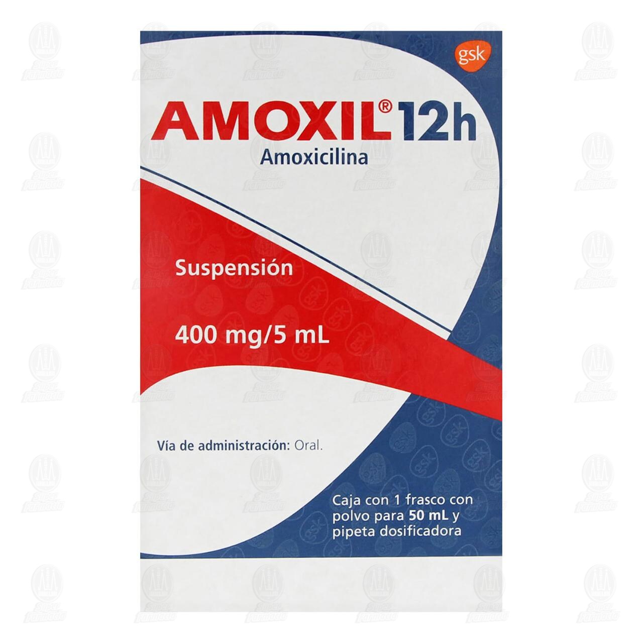 Amoxil 12h 400mg/5ml, 50 ml Suspensi&oacute;n. image number 1