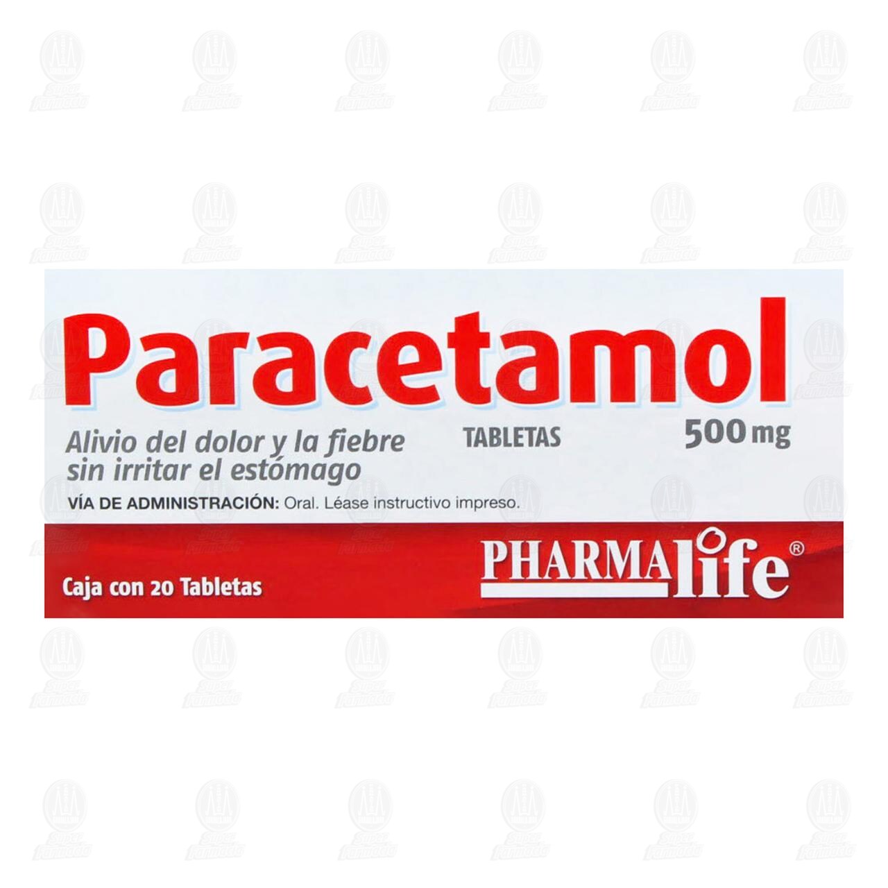 Paracetamol 500 mg, 20 Tabletas Pharmalife. image number 1