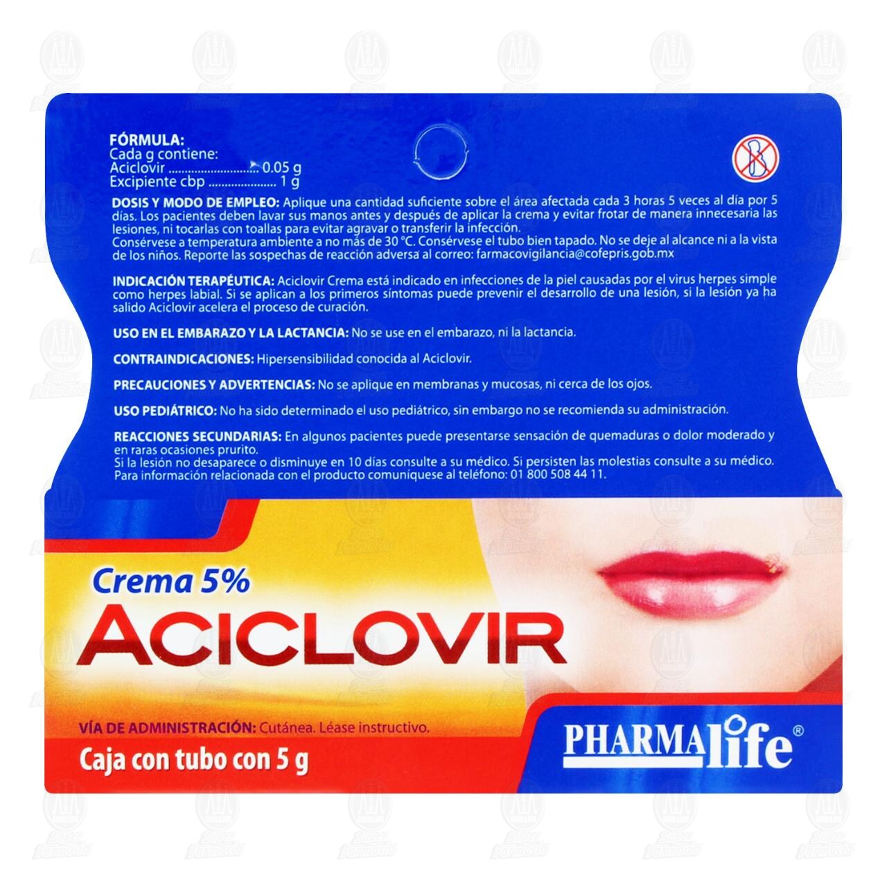 Aciclovir Crema 5%, 5 gr Pharmalife. image number 2
