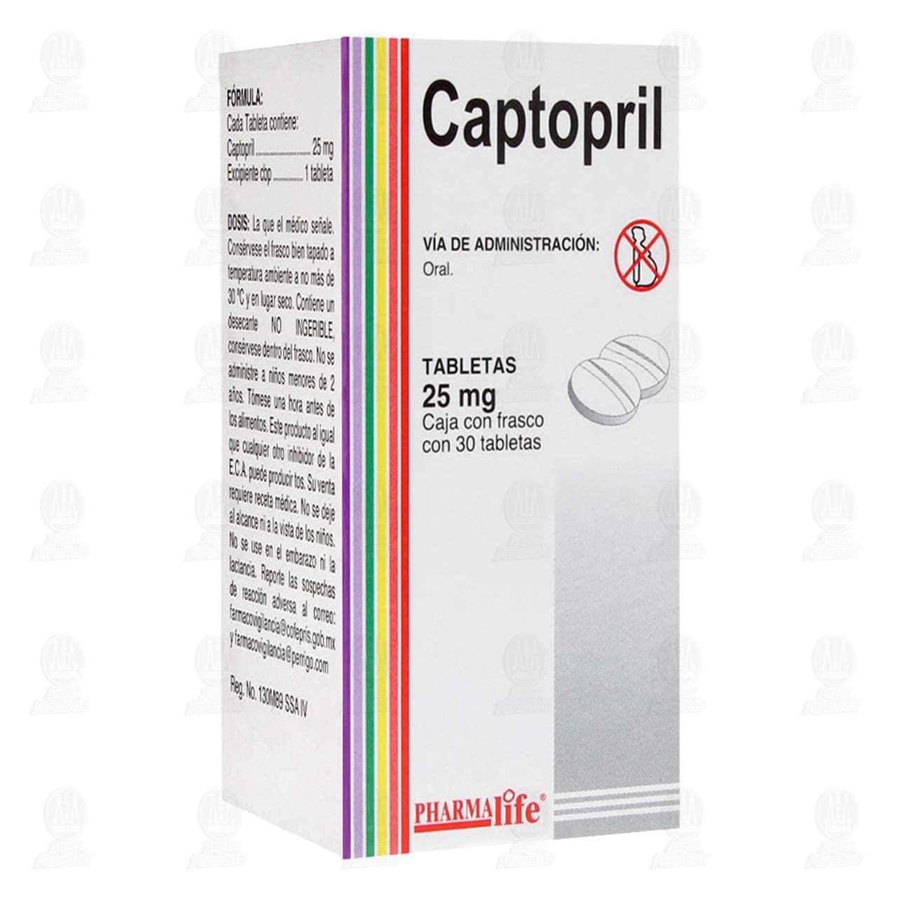 Captopril 25 mg, 30 Tabletas Pharmalife.