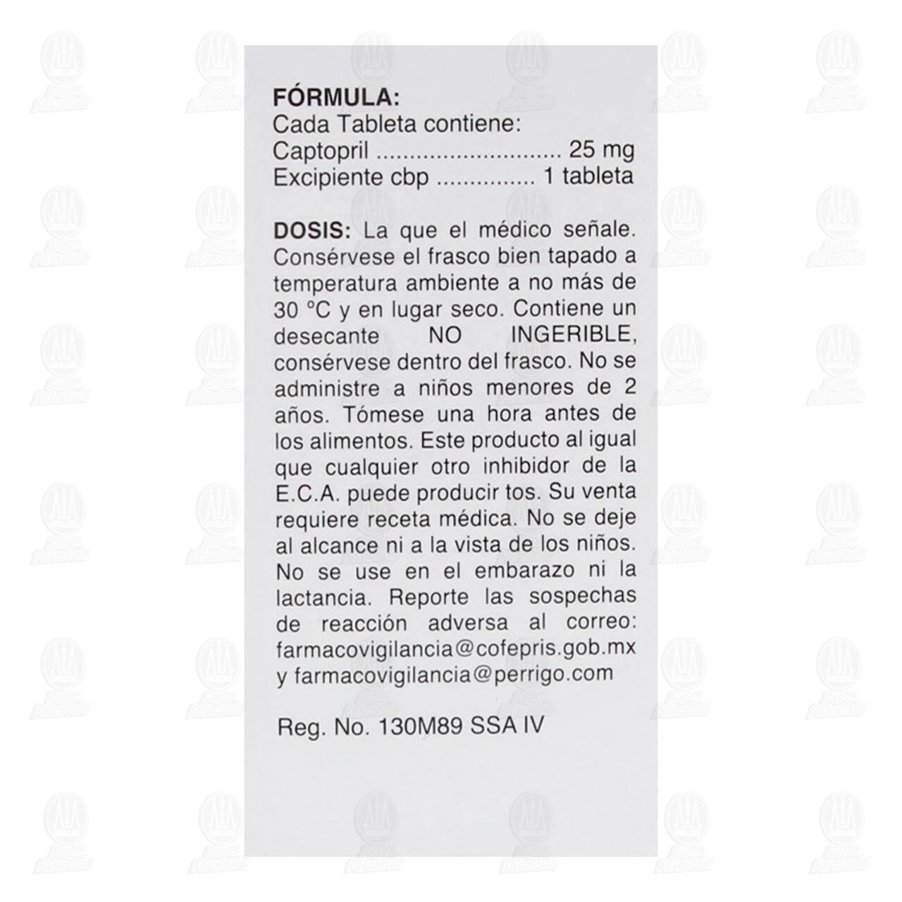 Captopril 25 mg, 30 Tabletas Pharmalife. image number 2