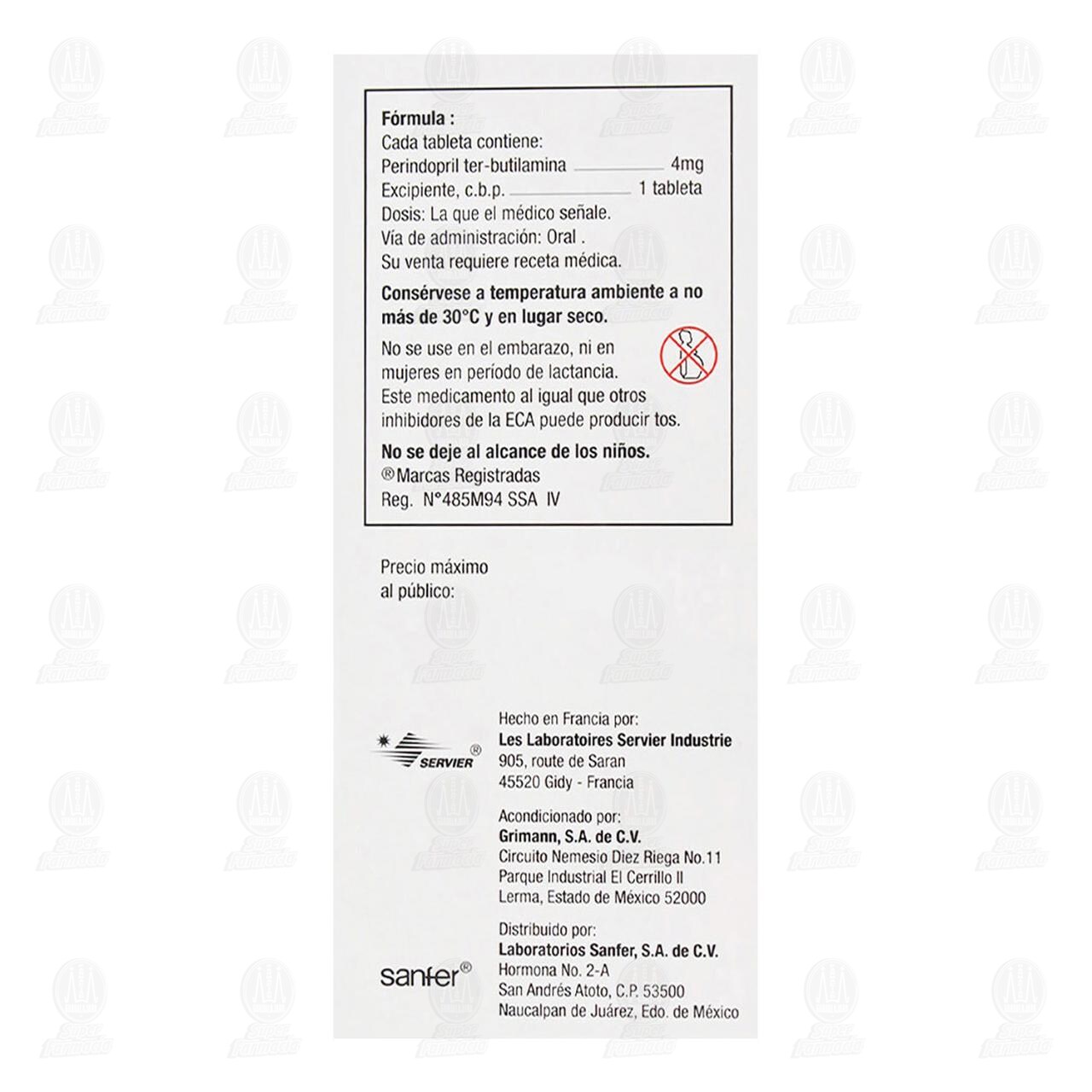 Coversyl 4 mg, 14 Tabletas. image number 2