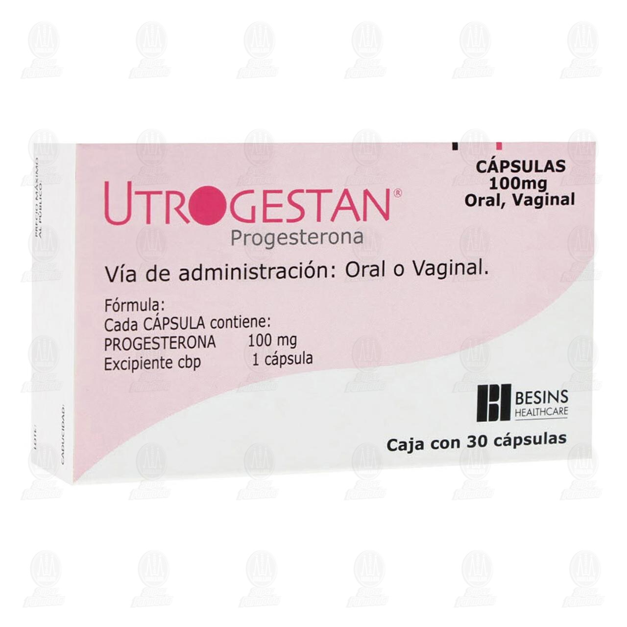Utrogestan 100 mg, 30 Cápsulas. image number 0