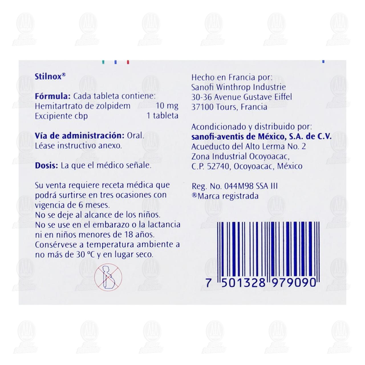 Stilnox 10 mg, 10 Tabletas. image number 2